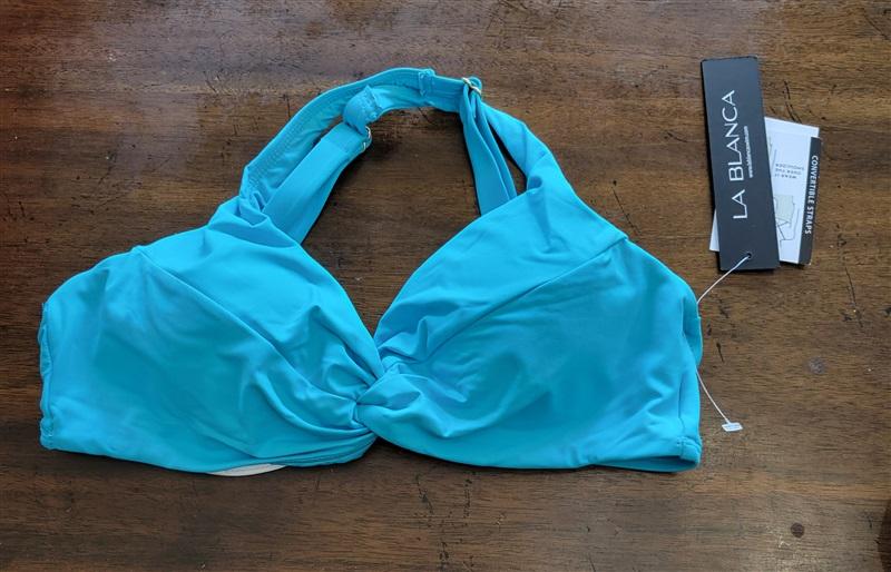 NWOT La Blanca 6 Twist Underwire Bandeau Bikini Swim Top Blue 132689
