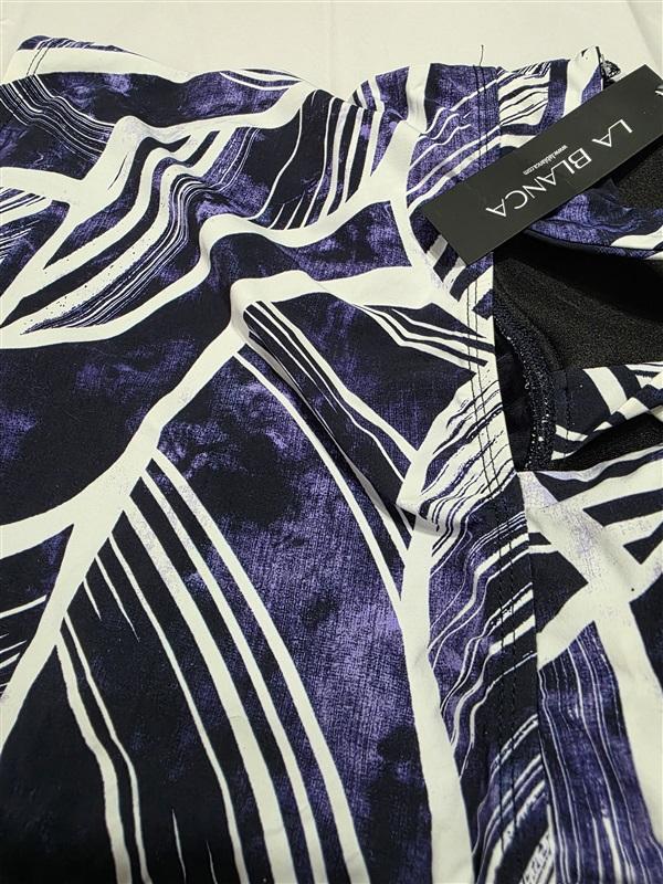 NWT La Blanca Island Goddess SZ 4 Blue Palm Bandeau Tankini Swim Top 132692