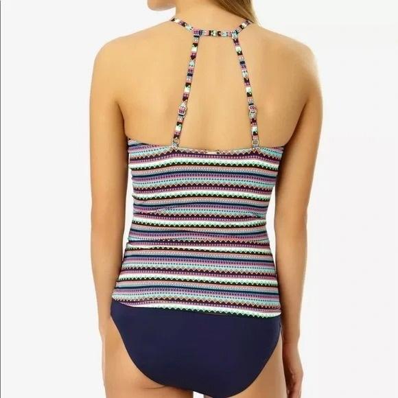 NWT Anne Cole XS Friendship Bracelet High Neck Tankini Top 132703