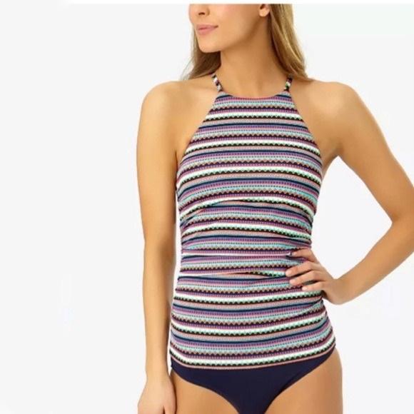 NWT Anne Cole XS Friendship Bracelet High Neck Tankini Top 132703