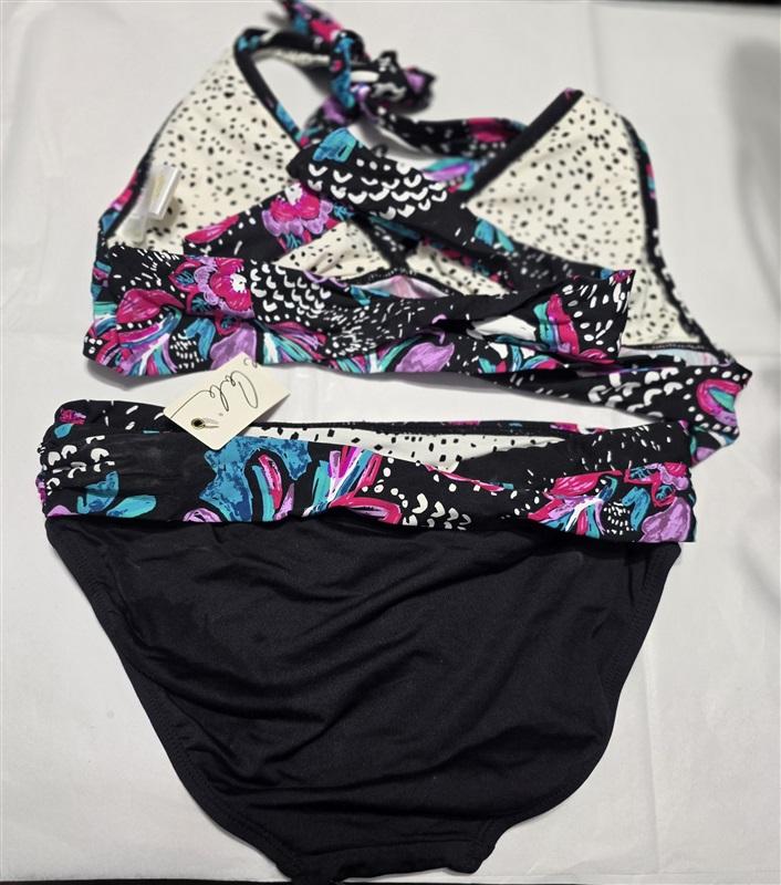 NWPT Anne Cole S Floral That's a Wrap Marilyn Halter Bikini Top & Bottom 132704