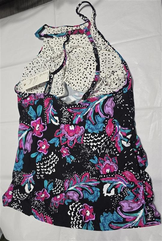 NWT Anne Cole L Dragon Fruit High Neck Tankini Top 132707
