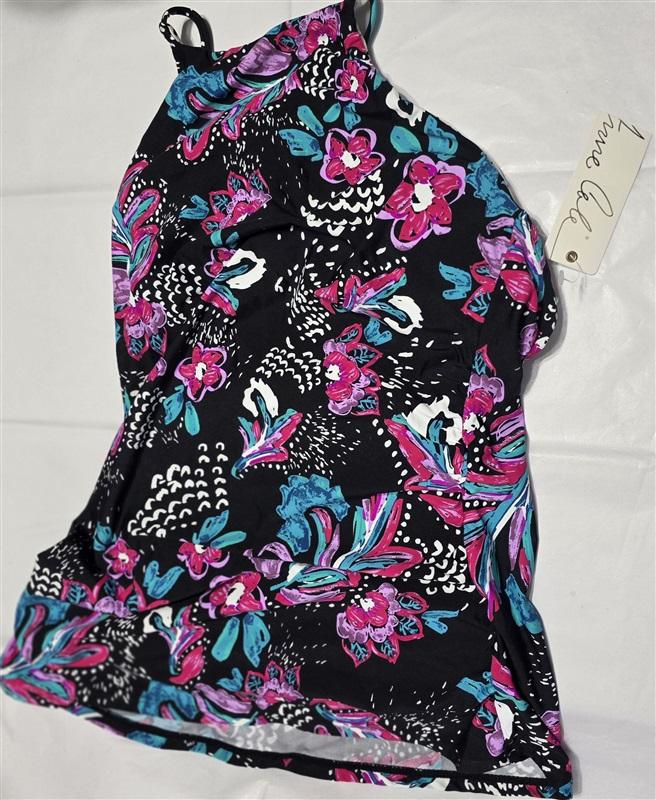 NWT Anne Cole L Dragon Fruit High Neck Tankini Top 132707