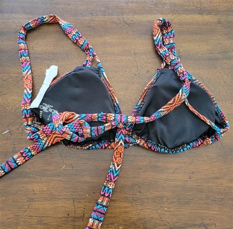 NWT Volcom XL Stone Row Strappy Bikini Swim Top Bright Colors 132708