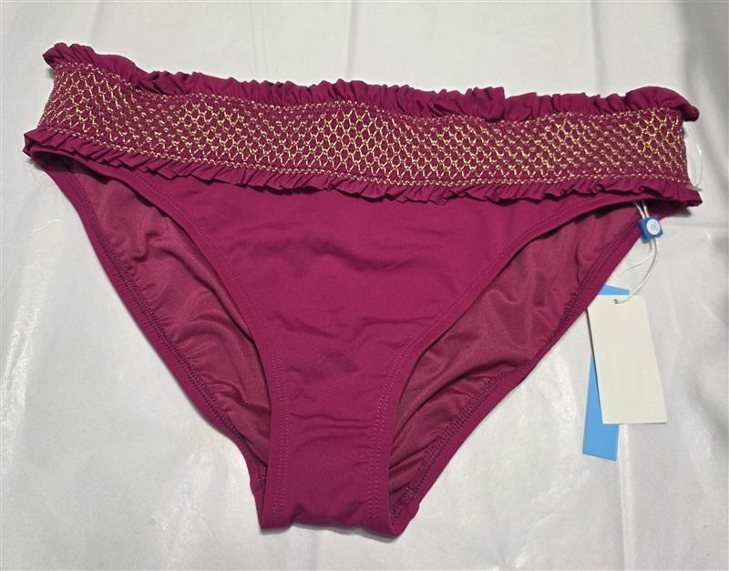 NWT Bleu Rod Beattie Pink Rouge SZ 12 Banded Stitched Bikini Swim Bottom #99418