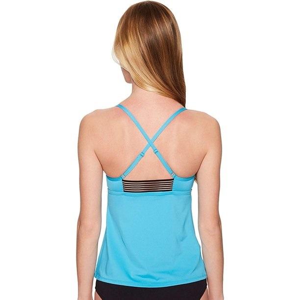 NWT Nike S Blue Illusion Cross-Back Tankini Swim Top 132716