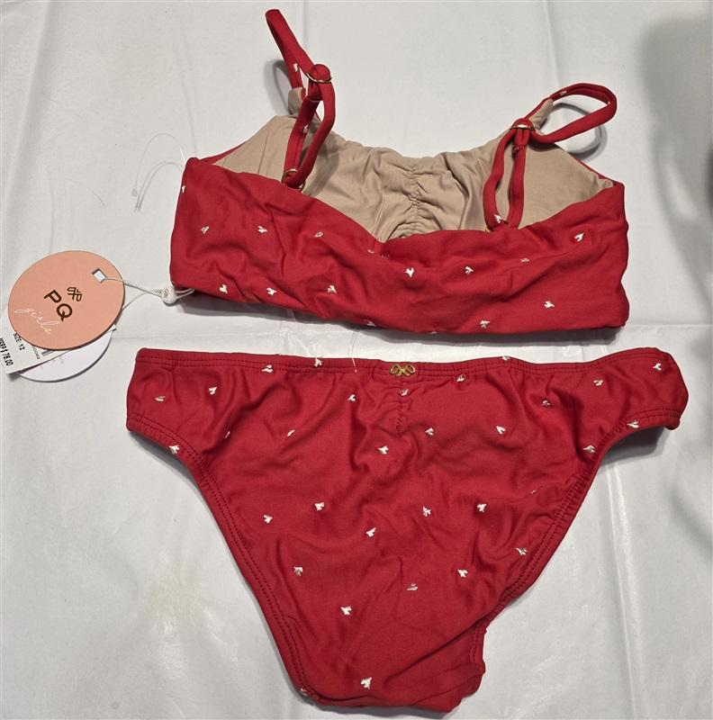 NWT PQ PIlyq 12 Anna Red and White Heart Girls Bikini 132719