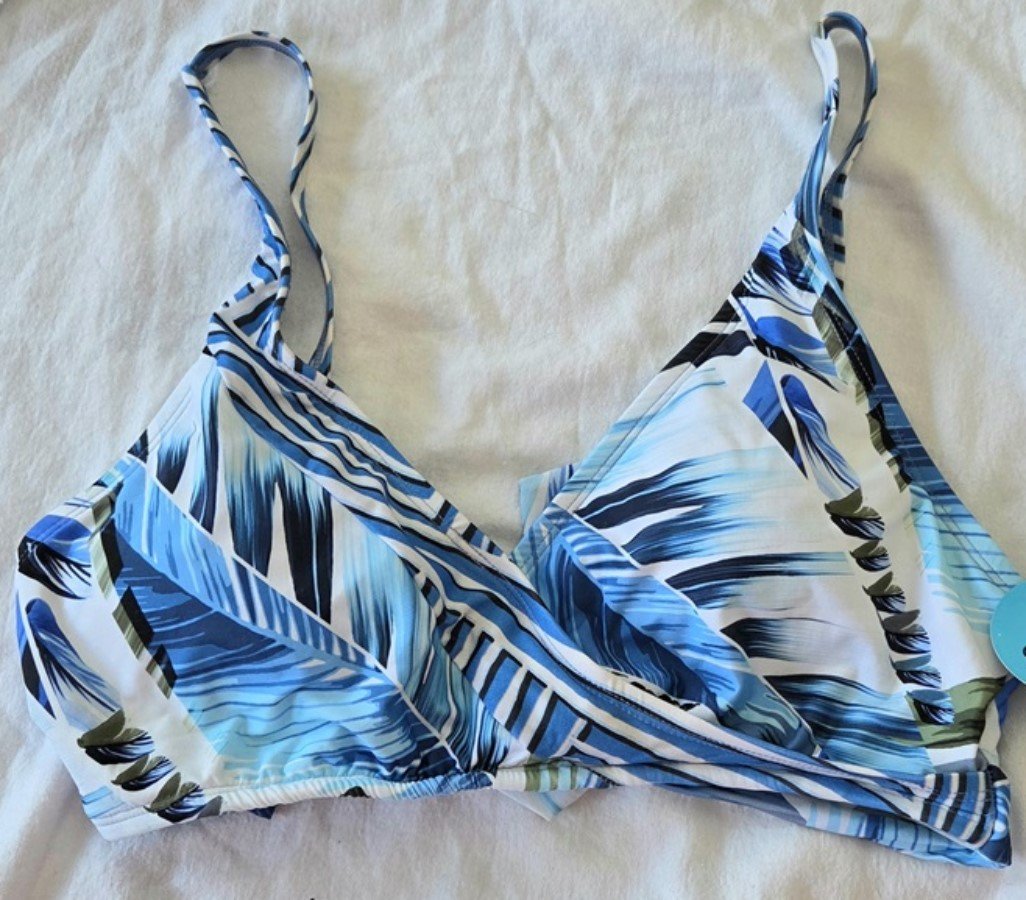 NWT La Blanca 8 Two Cool Palm Halter Scoop Wrap Bikini Swim Top 132720