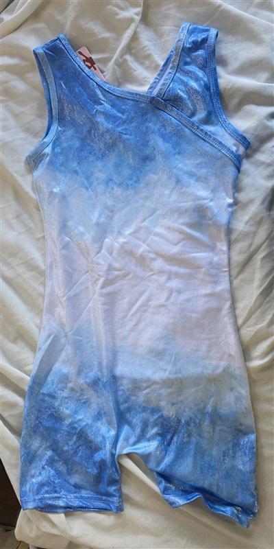 NWT Child's 16 Sparkle Ombre Sky Blue Rhinestone Dance Gymnastic Leotard 132721