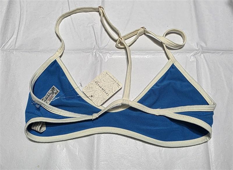 NWT Intimately Free People M Blue White Color Block T Back Bralette 132724