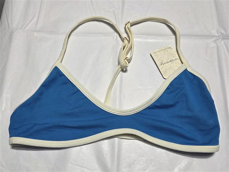 NWT Intimately Free People M Blue White Color Block T Back Bralette 132724