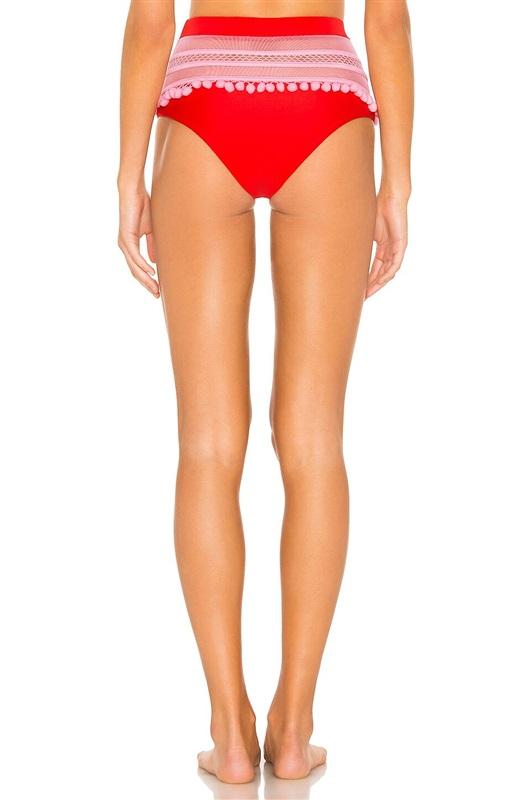 NWT Tularosa Red Thessy Sheer Pom Pom Bikini Bottom Swim 132730