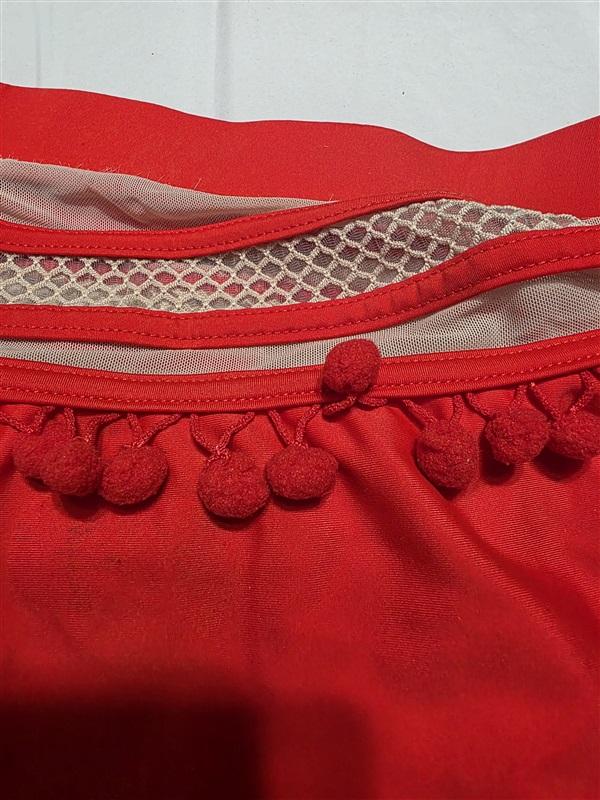 NWT Tularosa Red Thessy Sheer Pom Pom Bikini Bottom Swim 132730