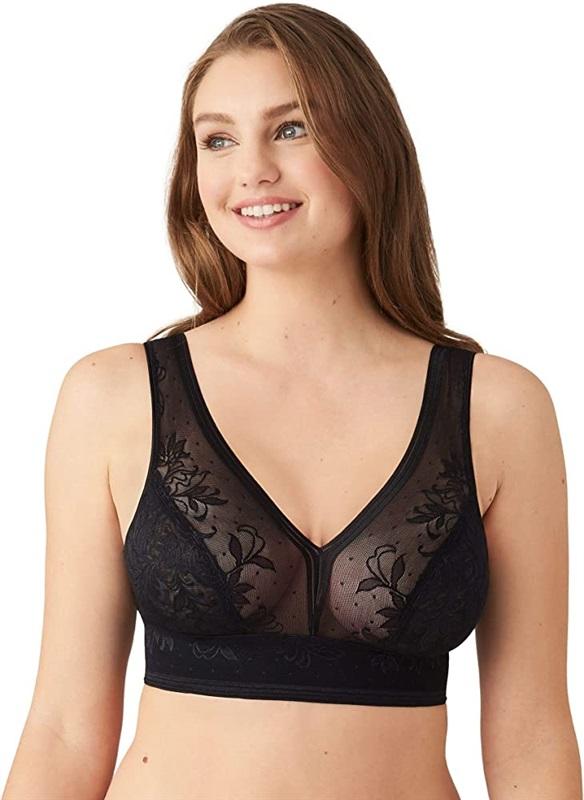 NWT Wacoal 34 Net Effect Soft Cup Bra 810340 Black 132737