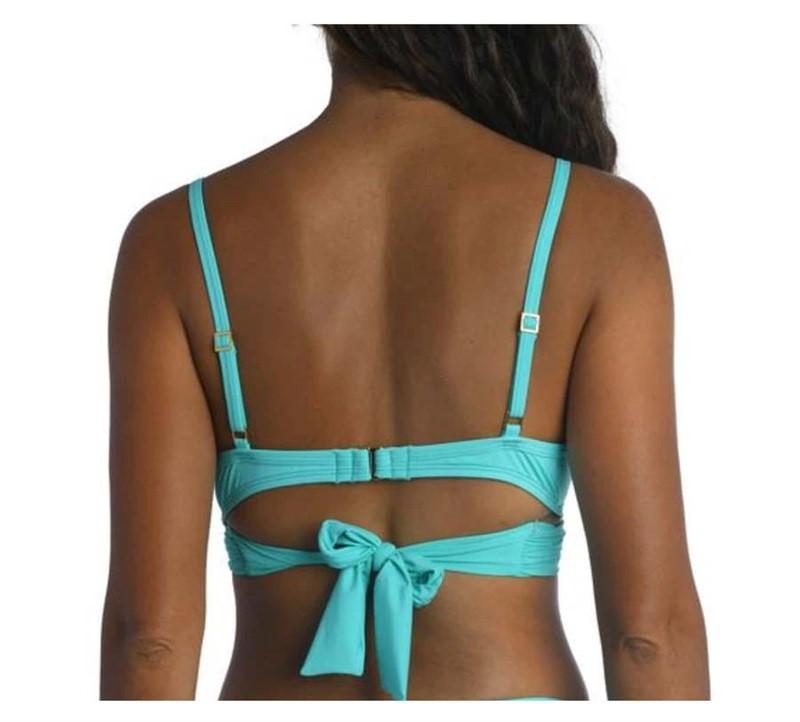 NWT La Blanca Island 6 Goddess Wrap Bra Bikini Top Blue CHM 132748