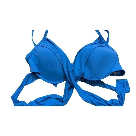 NWT La Blanca Island 6 Goddess Wrap Bra Bikini Top Blue CHM 132748