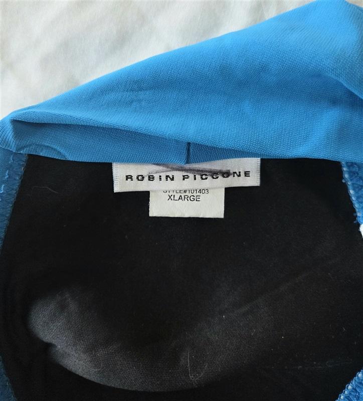 NWOTD Robin Piccone XL Lily Bandeau Bikini Swim Top Blue 132750
