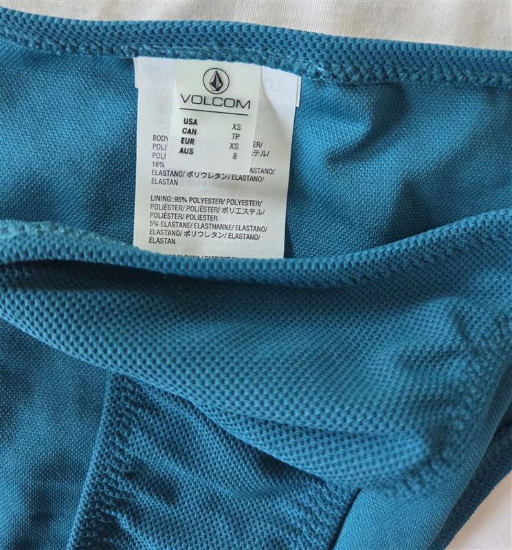 NWOT Volcom Simply Solid XS Cheeky Bikini Swim Bottoms Teal 132756