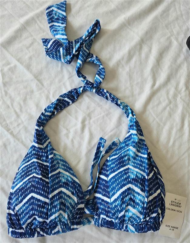 NWT Ralph Lauren 6 Triangle Halter Bikini Top Blue White 132761
