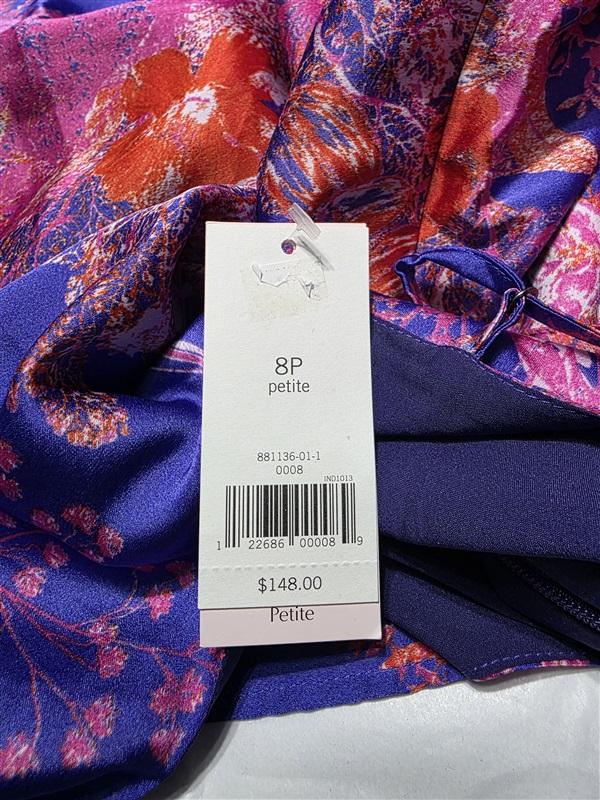 NWT Banana Republic 8P Petite Purple Silky Floral Strappy Midi Dress 132767