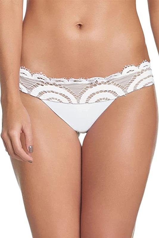 NWOT Pilyq S Water Lily Lace Black Banded Cheeky Bikini Swim Bottom 132770