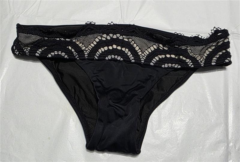 NWOT Pilyq S Water Lily Lace Black Banded Cheeky Bikini Swim Bottom 132770