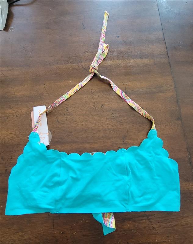 NWT Pilyq L Bahia Reversible Wave Yellow Paisley Bikini Swim Top & Bottom 132772