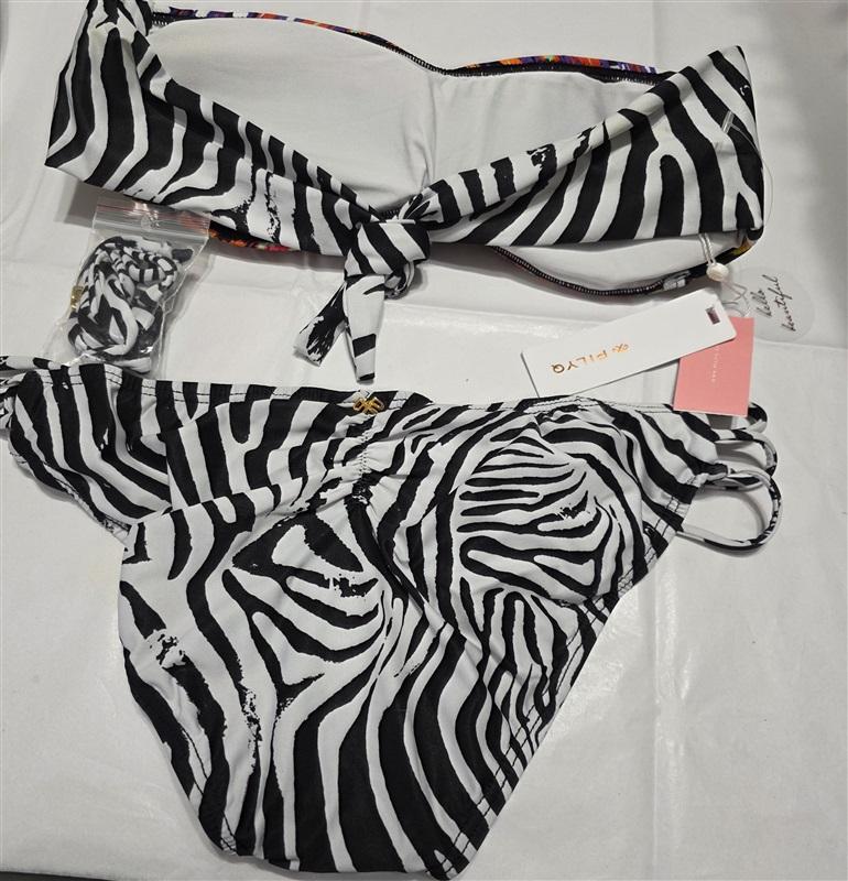 NWT Pilyq L Utopia African Rays Beaded Bandeau Bikini Swim Top & Bottom 132773
