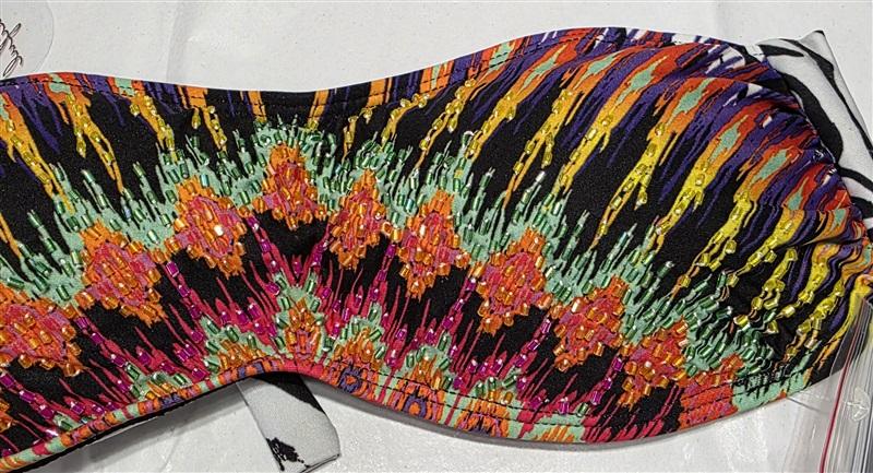 NWT Pilyq L Utopia African Rays Beaded Bandeau Bikini Swim Top & Bottom 132773
