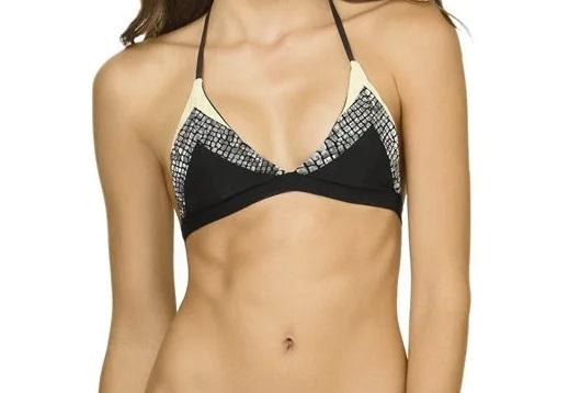 NWT PIlyq Boa M Snake Color Block Halter Triangle Bikini Swim Top 132774