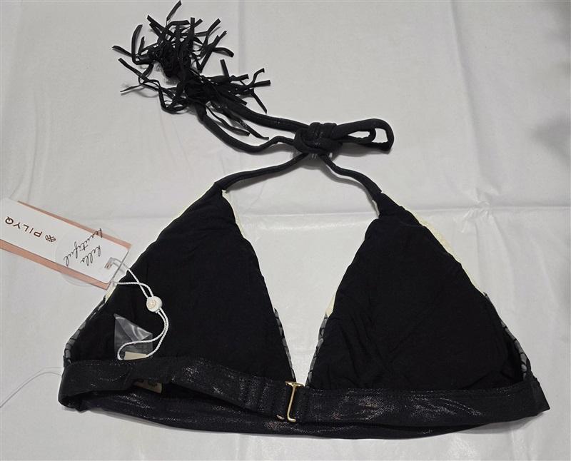 NWT PIlyq Boa M Snake Color Block Halter Triangle Bikini Swim Top 132774