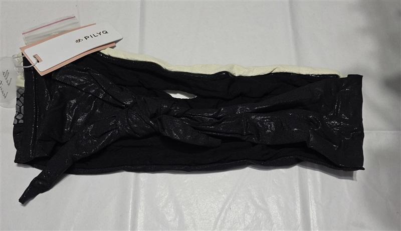 NWOT Pilyq PQ L Boa Snake Color Block Bandeau Black White 132778