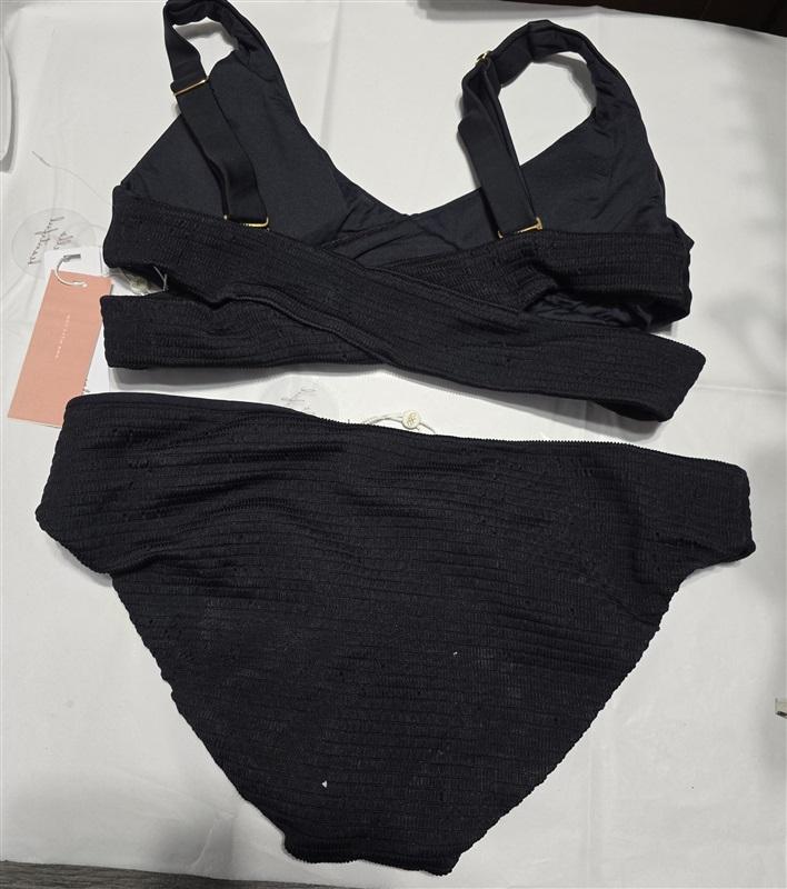 NWT Pilyq Midnight Smocked Criss Cross Bikini S Top & M Bottom Swim Set 132781
