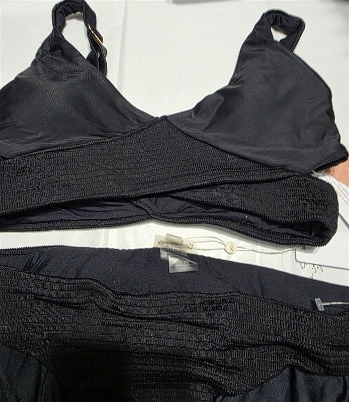NWT Pilyq Midnight Smocked Criss Cross Bikini S Top & M Bottom Swim Set 132781