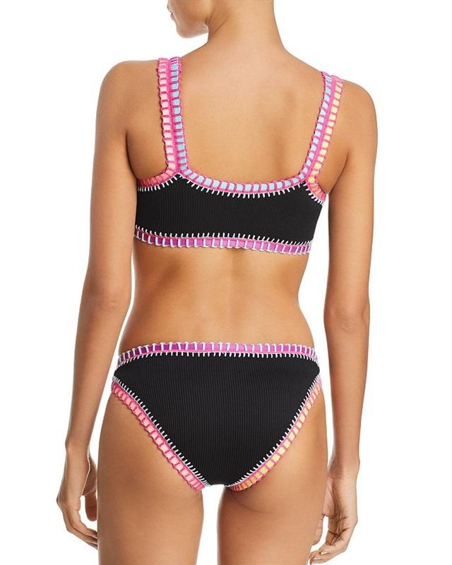 NWOT Pilyq Platinum S Black Crochet Trim Bikini Swim Top & Bottom 132787