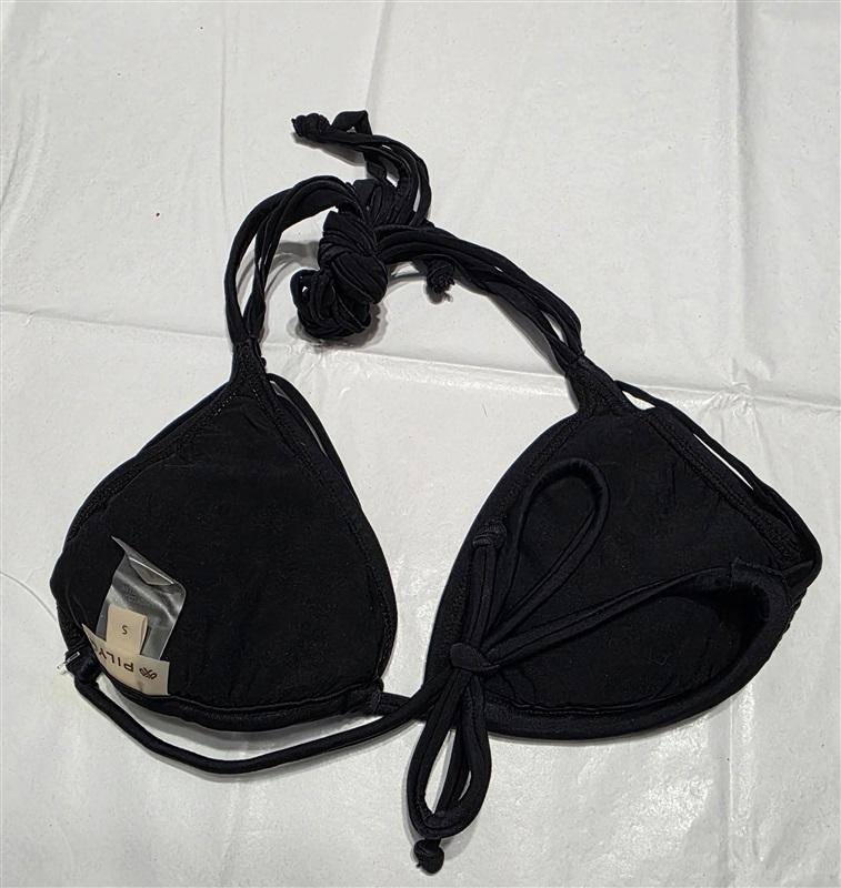NWOT Pilyq Isla Halter S Triangle Strappy Bikini Swim Top Black 132789