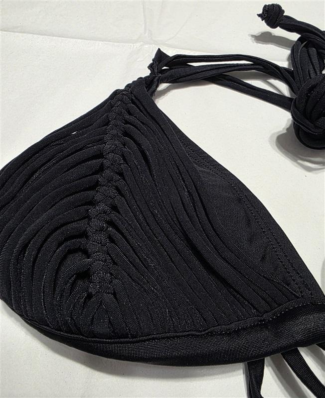 NWOT Pilyq Isla Halter S Triangle Strappy Bikini Swim Top Black 132789