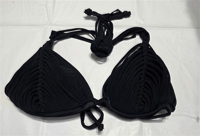 NWOT Pilyq Isla Halter S Triangle Strappy Bikini Swim Top Black 132789