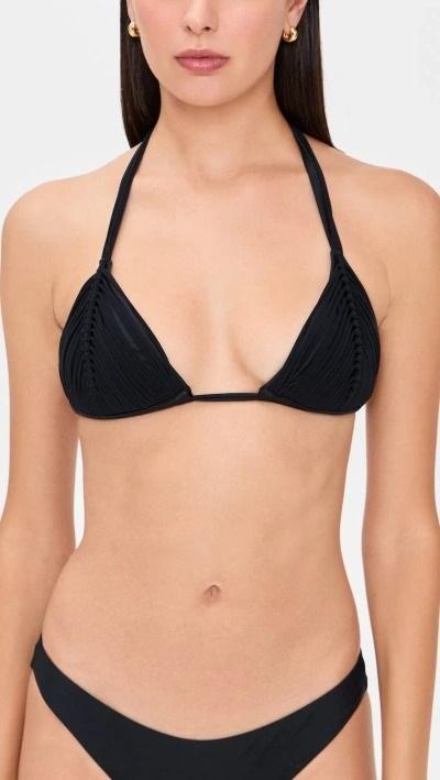 NWOT Pilyq Isla Halter S Triangle Strappy Bikini Swim Top Black 132789