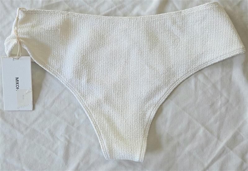 NWT MIKOH S Bondi White Ribbed Bikini Bottom 132795