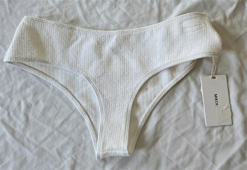 NWT MIKOH S Bondi White Ribbed Bikini Bottom 132795