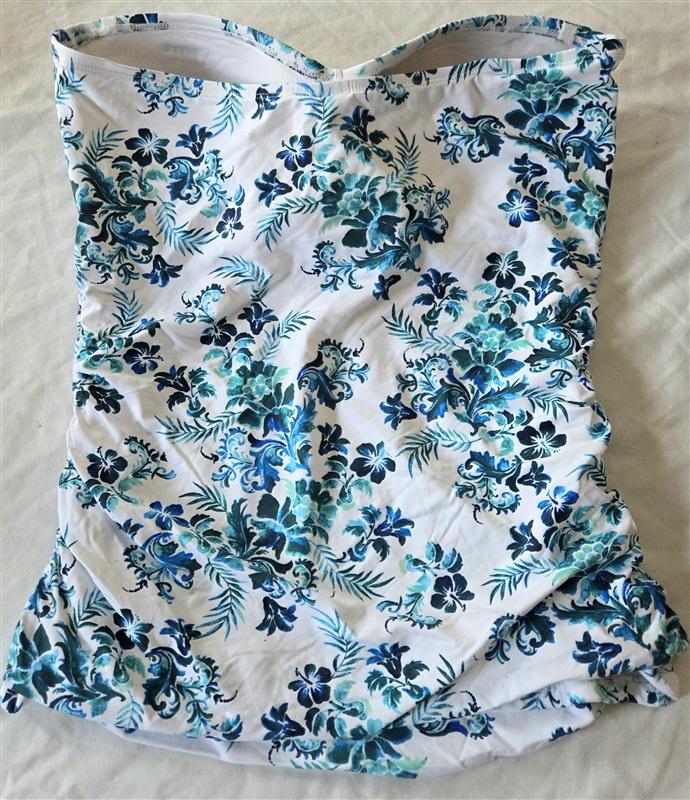 NWT Tommy Bahama L Floral Isles Bandini Tankini Top Blue & White 132797