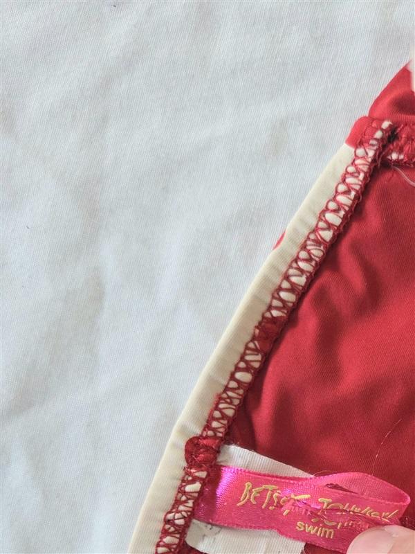 NWOT Betsey Johnson M Polka Dot Bandeau Bikini Swim Top Red 132798