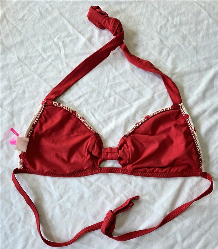 NWOT Betsey Johnson M Polka Dot Bandeau Bikini Swim Top Red 132798