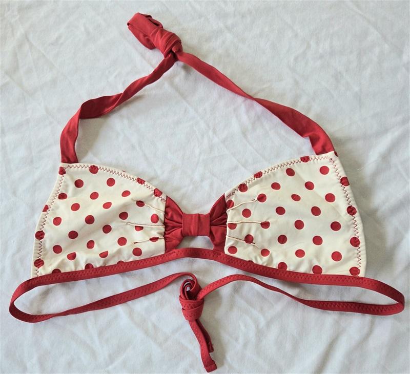 NWOT Betsey Johnson M Polka Dot Bandeau Bikini Swim Top Red 132798