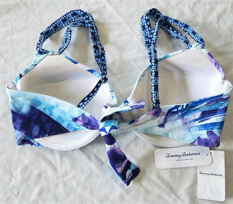 NWT Tommy Bahama 36D Aqua Petals Underwire Loop Strap Bikini Top Swim 132799