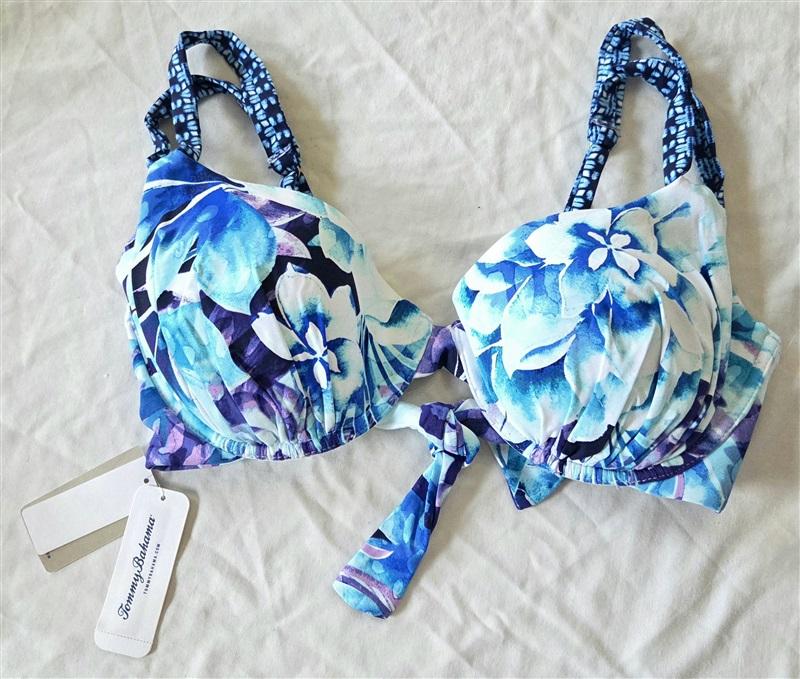 NWT Tommy Bahama 36D Aqua Petals Underwire Loop Strap Bikini Top Swim 132799