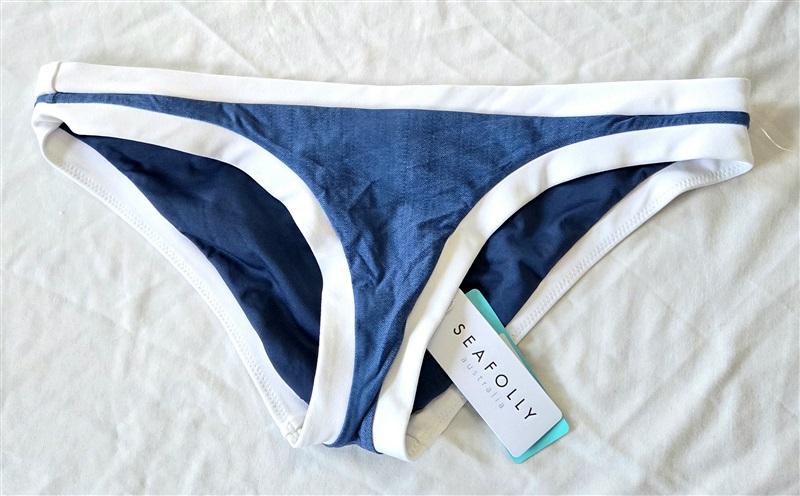 NWT Seafolly Block Party 10 USA Colorblock Bikini Swim Bottom Blue 132808