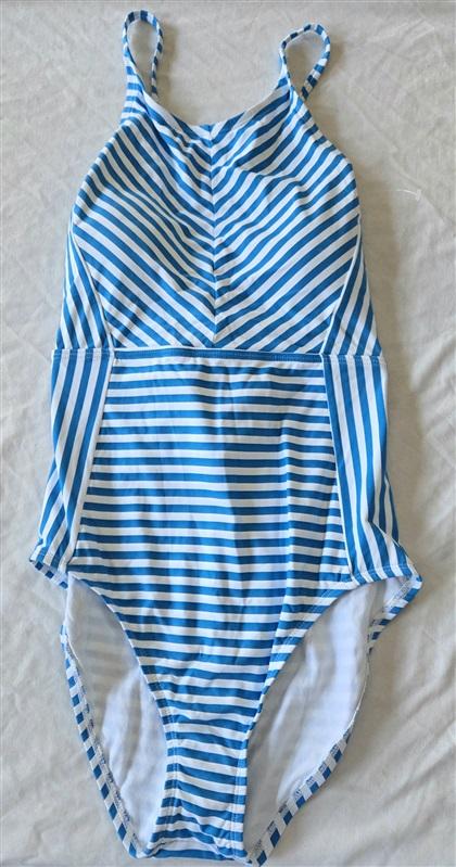 NWOTD Tommy Bahama 8 Palm Party Hi Neck 1PC Blue White Stripe Swimsuit 132810