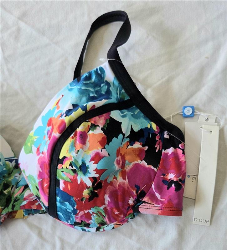 NWT Bleu Rod Beattie 38D Watercolor Floral Underwired Bikini Swim Top 132811